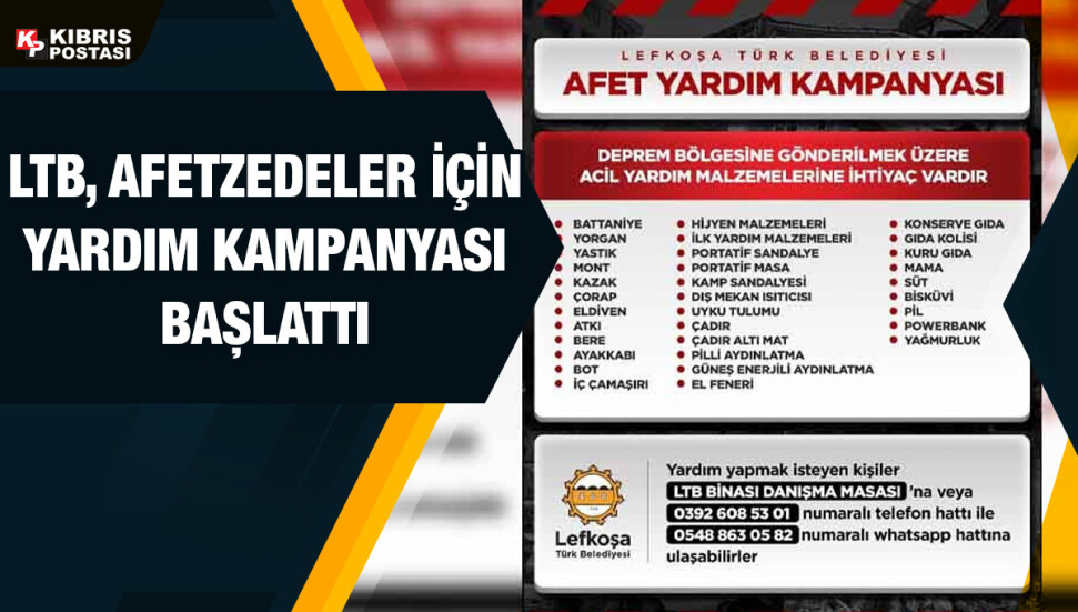 LTB, Afet Yardım Kampanyası başlattı
