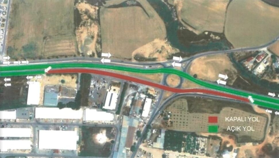 Alayköy Kavşağı’nda trafik düzenlemesi: Trafik Güzelyurt-Lefkoşa istikametinde çift yönlü verilecek