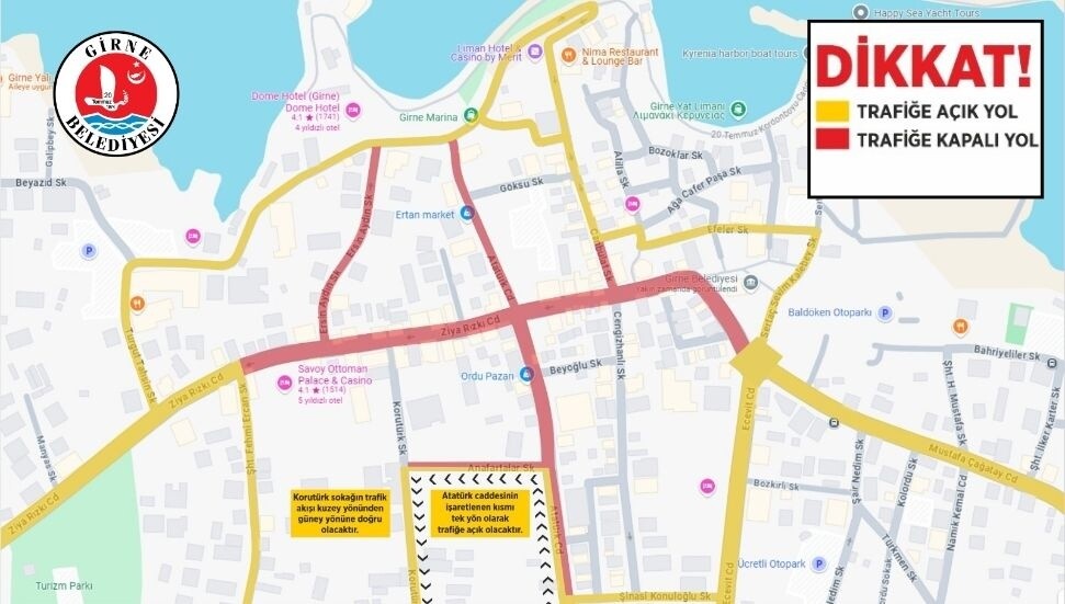 Girne Çarşı Şenliği nedeniyle bazı yollar 30 Temmuz-1 Ağustos tarihlerinde trafiğe kapatılacak