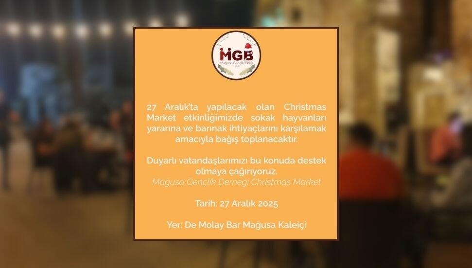 Mağusa Gençlik Birliği’nden Cumartesi günü sokak hayvanları için Christmas Market!