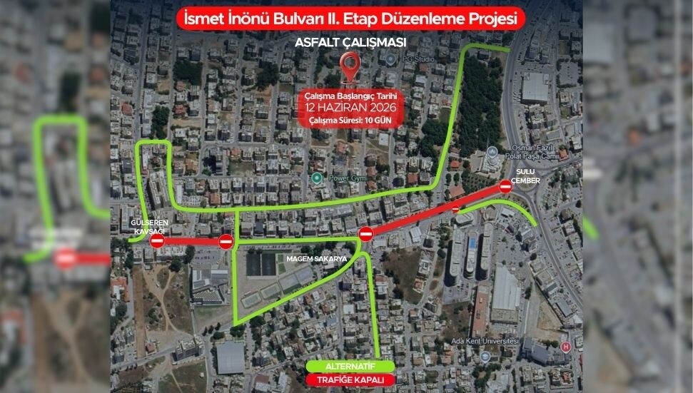İsmet İnönü Bulvarı’nda asfaltlama çalışması başlayacak: Bazı yollar trafiğe kapanacak