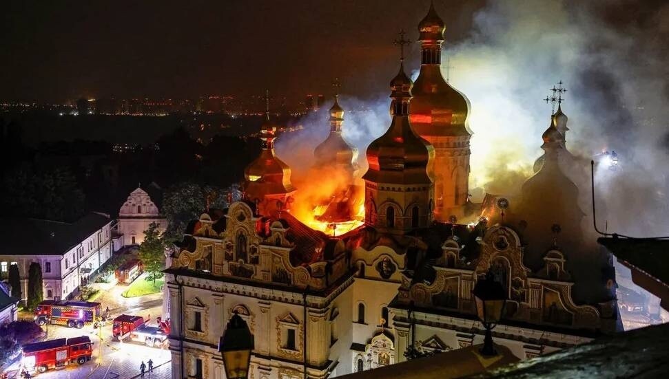 Russian Strikes Kill Nine And Set Historic Cathedral In Kyiv Ablaze